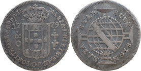 Brazil 
 D. Maria I and Pedro III (1777-1786) 
 80 Reis 1779, Ag Lisbon 
 A: MARIA.I.ET.PETRUS.III.D.G.PORT.REGES.ET.BRAS.D. 
 R: SUBQ. SIGN. NATA STA...