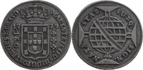Brazil 
 D. Maria I and Pedro III (1777-1786) 
 160 Reis 1779, Ag Lisbon 
 A: MARIA.I.ET.PETRUS.III.D.G.PORT.REGES.ET.BRAS.D. 
 R: SUBQ. SIGN. NATA ST...