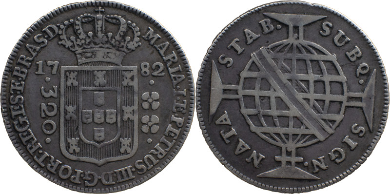 Brazil 
 D. Maria I and Pedro III (1777-1786) 
 320 Reis 1782, Ag Lisbon 
 A: MA...