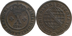 Brazil 
 D. Maria I (1786-1799) 
 X Reis 1786, AE Lisbon 
 A: MARIA.I.D.G.P.ET.BRASILIAE.REGINA 
 R: PECUNIA.TOTUM. CIRCUMIT.ORBEM 
 AG: 04.01, Bentes...