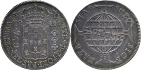 Brazil
D. João P. R. (1799-1816) 
 960 Reis 1811, Ag Rio de Janeiro 
 A: JOANNES.D.G.PORT.P.REGENS.ET.BRAS.D. 
 R: SUBQ. SIGN. NATA STAB. 
 AG: 29.06,...