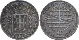 Brazil
D. João P. R. (1799-1816) 
 960 Reis 1813, Ag Rio de Janeiro 
 A: JOANNES.D.G.PORT.P.REGENS.ET.BRAS.D. 
 R: SUBQ. SIGN. NATA STAB. 
 AG: 29.??,...