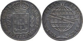 Brazil
D. João P. R. (1799-1816) 
 960 Reis 1814, Ag Rio de Janeiro 
 A: JOANNES.D.G.PORT.P.REGENS.ET.BRAS.D. 
 R: SUBQ. SIGN. NATA STAB. 
 AG: 29.14,...