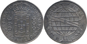 Brazil
D. João P. R. (1799-1816) 
 960 Reis 1815, Ag Rio de Janeiro 
 A: JOANNES.D.G.PORT.P.REGENS.ET.BRAS.D. 
 R: SUBQ. SIGN. NATA STAB. 
 AG: 29.15,...