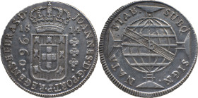 Brazil
D. João P. R. (1799-1816) 
 960 Reis 1814, Ag Bahia, over 8 Reales of Ferdinand VII (1808-1833) C&Aacute;DIZ. C.J 
 A: JOANNES.D.G.PORT.P.REGEN...