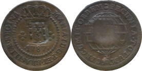 Brazil
D. João P. R. (1799-1816) 
 V Reis 1787, AE Lisbon, with shield countermark
 A: MARIA.I.D.G.P.ET.BRASILIAE.REGINA 
 R: PECUNIA.TOTUM. CIRCUMIT....