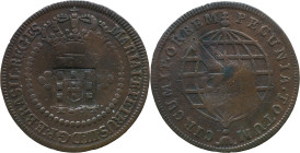 Brazil
D. João P. R. (1799-1816) 
X Reis 1787, AE Lisbon, With Shield Countermark 
A: MARIA.I.D.G.P.ET.BRASILIAE.REGINA
R: PECUNIA.TOTUM. CIRCUMIT.ORB...