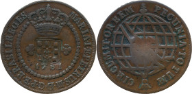 Brazil
D. João P. R. (1799-1816) 
 X Reis 1781, AE Lisbon, With Shield Countermark; 
 A: MARIA.I.ET.PETRUS.III.D.G.P.ET.BRASIL.REGES 
 R: PECUNIA.TOTU...