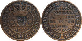 Brazil
D. João P. R. (1799-1816) 
 XX Reis 1776, AE Lisbon, With Shield Countermark; 
 A: JOSEPHUS.I.D.G.P.ET.BRASIL.REX 
 R: PECUNIA.TOTUM. CIRCUMIT....