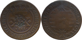 Brazil
D. João P. R. (1799-1816) 
 XX Reis 1761, AE Bahia, With Shield Countermark 
 A: JOSEPHUS.I.D.G.P.ET.BRASILIAE.REX 
 R: PECVNIA.TOTVM. CIRCVMIT...
