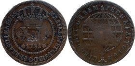 Brazil
D. João P. R. (1799-1816) 
 XL Reis 1781, AE Lisbon, with shield Countermark 
 A: MARIA.I.ET.PETRUS.III.D.G.P.ET.BRASILIAE.REGES 
 R: PECUNIA.T...