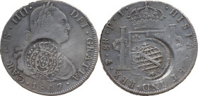 Brazil
D. João P. R. (1799-1816) 
8 Reales Carolus IIII 1807 Potosi, Ag

with Countermark 960 Reis Minas Gerais
A: CAROLUS .IIII. DEI.GRATIA 1807
R: H...