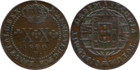 Brazil 
 D. João VI (1816-1822) 
 XX Reis 1820, AE Rio de Janeiro 
 A: JOANNES.VI.D.G.PORT.BRAS.ET.ALG.REX. 
 R: PECUNIA.TOTUM. CIRCUMIT.ORBEM 
 AG: 0...