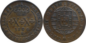Brazil 
 D. João VI (1816-1822) 
 XX Reis 1820, AE Rio de Janeiro 
 A: JOANNES.VI.D.G.PORT.BRAS.ET.ALG.REX. 
 R: PECUNIA.TOTUM. CIRCUMIT.ORBEM 
 AG: 0...