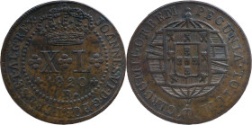 Brazil 
 D. João VI (1816-1822) 
 XL Reis 1820, AE Rio de Janeiro, There is no dot between GPORT 
 A: JOANNES.VI.D.GPORT.BRAS.ET.ALG.REX. 
 R: PECUNIA...