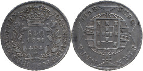 Brazil 
 D. João VI (1816-1822) 
 640 Reis 1821, Ag Rio de Janeiro 
 A: JOANNES.VI.D.G.PORT.BRAS.ET.ALG.REX. 
 R: SUBQ. SIGN. NATA STAB. 
 AG: 22.09, ...
