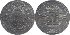 Brazil 
 D. João VI (1816-1822) 
 960 Reis 1818, Ag Rio de Janeiro 
 A: JOANNES.VI.D.G.PORT.BRAS.ET.ALG.REX. 
 R: SUBQ. SIGN. NATA STAB. 
 AG: 25.03, ...