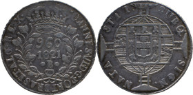 Brazil
D. João VI (1816-1822) 
 960 Reis 1821, Ag Bahia 
 over 8 Reales 1819 de Ferdinando VII 
 A: JOANNES.VI.D.G.PORT.BRAS.ET.ALG.REX. 
 R: SUBQ. SI...