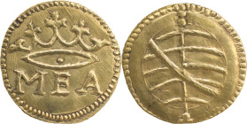 Portuguese India 
 D. Manuel I (1495-1521) 
 1/2 Manuel - MEA ( 240 Reais ) AU 
 A: MEA 
 R: ARMILAR SPHERE 
 AG: 13.03 1.69g, Extremely Fine