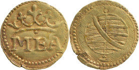 Portuguese India 
 D. Manuel I (1495-1521) 
 1/2 Manuel - MEA (240 Reais) AU 
 A: MEA 
 R: ARMILAR SPHERE With Circle Arc 
 AG: 13.04 1.66g, Very Fine