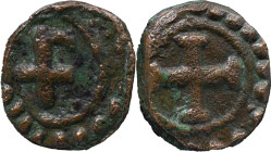 Portuguese India 
 D. Filipe I (1580-1598) 
 1/4 Bazaruco AE Ceylon 
 A: F 
 R: Cruz 
 AG: 01.01 / 0.93g, Good Very Fine