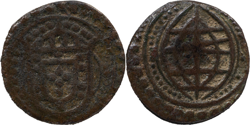 Portuguese India 
 D. Filipe II (1598-1621) 
 1/2 Bazaruco AE 
 A: Escudo 
 R: E...