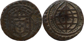 Portuguese India 
 D. Filipe II (1598-1621) 
 1/2 Bazaruco AE 
 A: Escudo 
 R: Esfera Armilar 
 AG: 04.01 -&nbsp; 1.93g, Very Fine