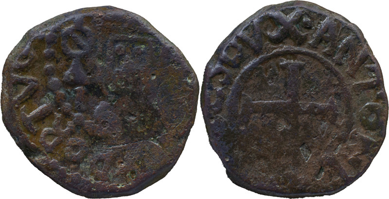 Portuguese India 
 D. Filipe III (1621-1640) 
 Bazaruco AE, Diu 
 A: (PHILIPVS I...