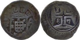 Portuguese India 
 D. Pedro II (1683-1706) 
 Xerafim (300 Reis) 1687 Ag Goa 
 A: G Shield A 
 R: Cross 1687 
 AG: 10.05 - 9.83g, Very Fine