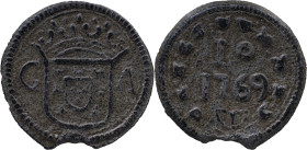 Portuguese India
D. José I (1750-1777)
 10 Bazarucos 1769 Tutenaga Goa 
 A: G Shield A 
 R: 10 1769 
 AG: 11.02 - 5.91g, Very Fine