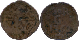 Portuguese India
D. José I (1750-1777) 
 30 Reis 1762 AE Goa 
 A: Shield 
 R: 30 R *G* 1762 
 AG: 33.02 - 20.61g, Good Fine