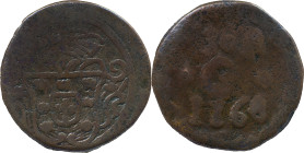 Portuguese India
D. José I (1750-1777)
 30 Reis 1768 AE Goa 
 A: Shield 
 R: 30 R *G* 1768 
 AG: 33.06 - 18.64g, Good Fine