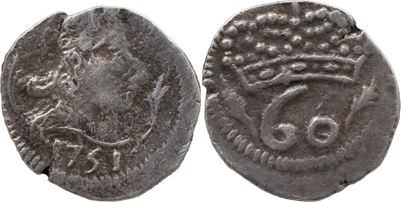 Portuguese India
D. José I (1750-1777)
 60 Reis (Tanga) 1751 AR Goa 
 A: Bust 17...