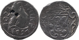 Portuguese India
D. José I (1750-1777)
 Pardau (300 Reis) 1757 Ag Goa - the E from IOZE is upside down 
 A: IOZE PH I R P 1757 
 R: Shiels 
 AG: 48.07...