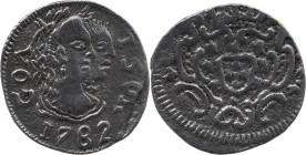 Portuguese India 
 D. Maria I and D. Pedro III (1777-1786) 
 150 Reis (1/2 Pardau) 1782 Ag Goa 
 A: GOA 150 R 1782 
 R: Shield 
 AG: 06.01 - 2.70g, Ve...