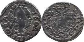 Portuguese India 
 D. Maria I and D. Pedro III (1777-1786) 
 150 Reis (1/2 Pardau) 1785 Ag Goa 
 A: GOA 150 R 1785 
 R: shield 
 AG: 06.03 - 2.65g, Ve...