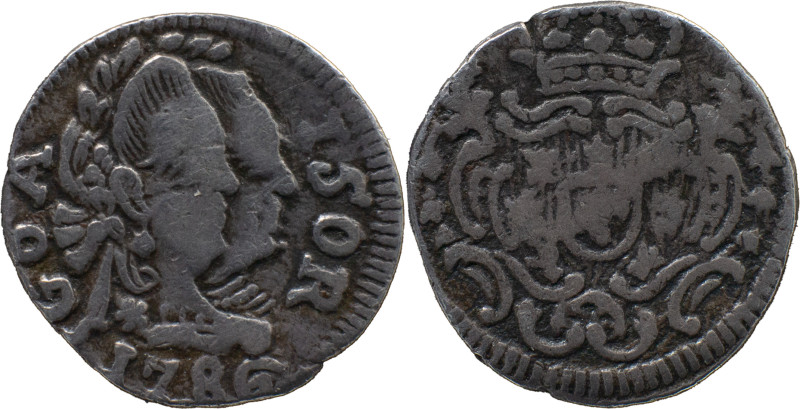 Portuguese India 
 D. Maria I and D. Pedro III (1777-1786) 
 150 Reis (1/2 Parda...