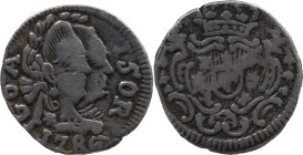 Portuguese India 
 D. Maria I and D. Pedro III (1777-1786) 
 150 Reis (1/2 Pardau) 1786 Ag Goa 
 A: GOA 150 R 1786 
 R: Shield 
 AG: 06.04 - 2.63g, Ve...