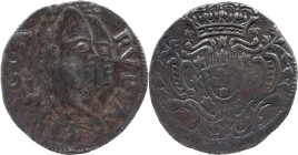 Portuguese India 
 D. Maria I and D. Pedro III (1777-1786) 
 Rupia (600 Reis) 1783 Ag Goa 
 A: GOA RVPIA 1783 
 R: shield 
 AG: 10.02 - 10.69g, Very F...