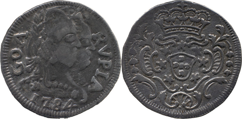 Portuguese India 
 D. Maria I and D. Pedro III (1777-1786) 
 Rupia (600 Reis) 17...
