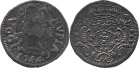 Portuguese India 
 D. Maria I and D. Pedro III (1777-1786) 
 Rupia (600 Reis) 1784 Ag Goa 
 A: GOA RVPIA 1784 
 R: shield 
 AG: 10.03 - 10.72g, Very F...