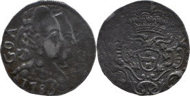 Portuguese India 
 D. Maria I and D. Pedro III (1777-1786) 
 Rupia (600 Reis) 1785 Ag Goa 
 A: GOA RVPIA 1785 
 R: shield 
 AG: 10.04 - 10.80g, Very F...