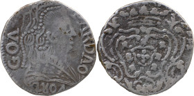 Portuguese India 
 D. Maria I (1786-1799) 
 Pardau (300 Reis) 1804 Ag Goa 
 A: GOA / PARDAO / 1804 
 R: Shield 
 AG: 33.09 - 5.47g, Very Fine