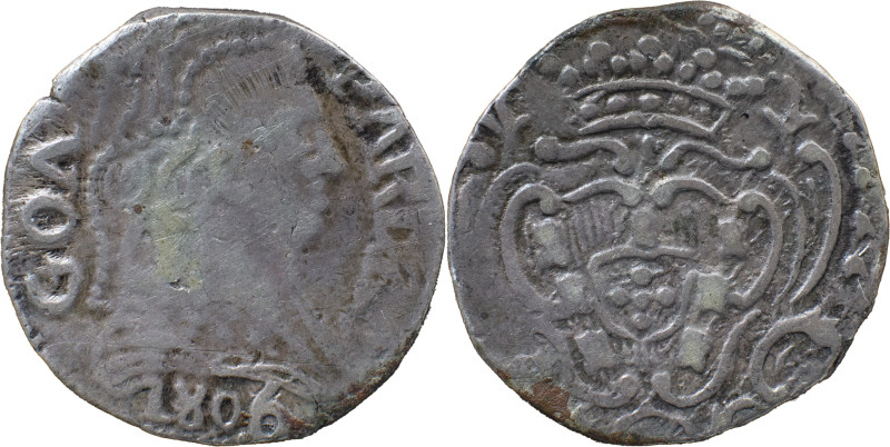 Portuguese India 
 D. Maria I (1786-1799) 
 Pardau (300 Reis) 1806 Ag Goa 
 A: G...