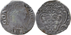 Portuguese India 
 D. Maria I (1786-1799) 
 Pardau (300 Reis) 1806 Ag Goa 
 A: GOA PARDAO / 1806 
 R: Shield 
 AG: 33.11 - 5.48g, Very Fine
