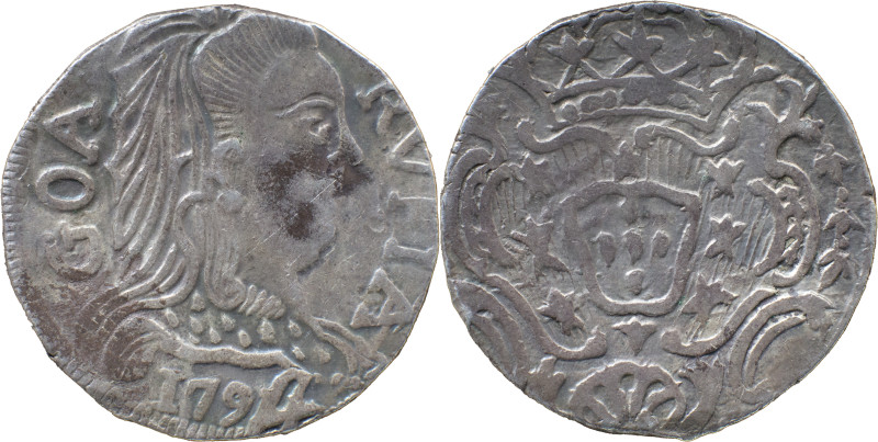 Portuguese India 
 D. Maria I (1786-1799) 
 Rupia (600 Reis) 1794 Ag Goa 
 A: GO...