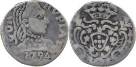 Portuguese India 
 D. Maria I (1786-1799) 
 Rupia (600 Reis) 1794 Ag Goa 
 A: GOA / RVPIA / 1794 
 R: shield 
 AG: N/C - 10.80g, Very Fine