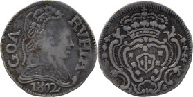Portuguese India 
 D. Maria I (1786-1799)
 Rupia (600 Reis) 1802 Ag Goa, Toucado 
 A: GOA RVPIA /1802 
 R: Shield 
 AG: 36.09 - 10.94g, Very Fine