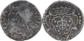 Portuguese India 
 D. Maria I (1786-1799)
 Rupia (600 Reis) 1803 Ag Goa, Toucado 
 A: GOA RVPIA /1803 
 R: Shield 
 AG: 36.10 - 10.91g, Very Fine
