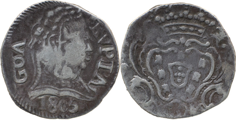 Portuguese India 
 D. Maria I (1786-1799)
 Rupia (600 Reis) 1805 Ag Goa, Toucado...